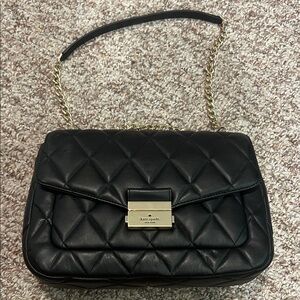 Kate Spade Black Quilted Shoulder Bag with Gold Chain